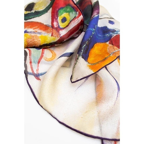 Wassily‎ Kandinsky Composition VIII Handpainted Scarf - 100% Silk - Picture 8 of 12